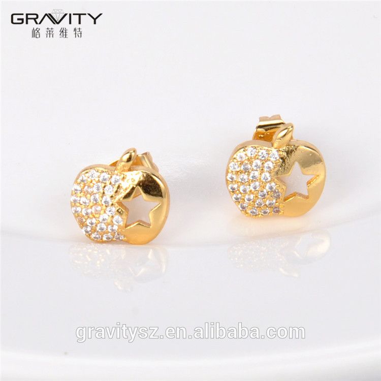 ESDG0021 latest design Apple shape gold plating stud Earring with star