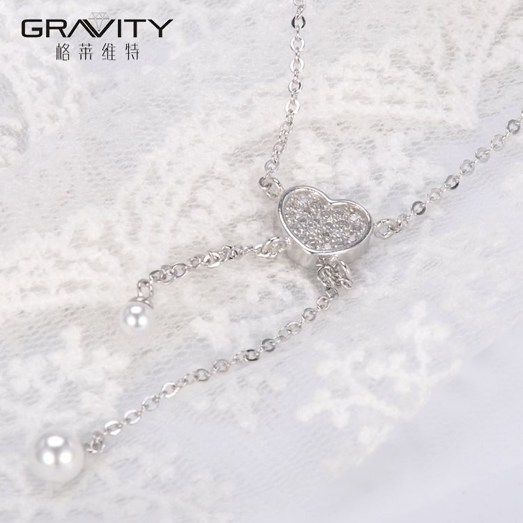 wholesale initial guangzhou female love fashion handwork long imitation simple silver jewelry pendant chain necklace