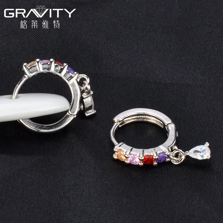 wholesale crystal women handmade sterling silver hoop wedding earring jewelry