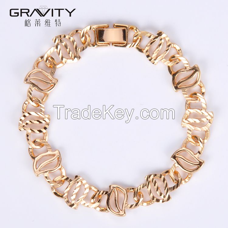 Shenzhen Gravity fashion simple design jewelry handmade 22k gold plated charm bracelet