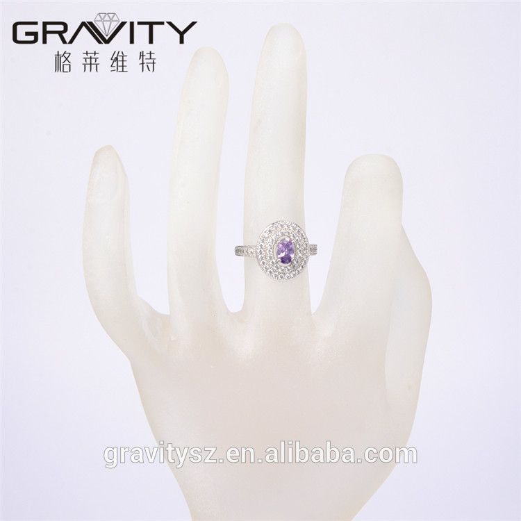 2017 Custom Made Fashion Gift Engagement Jewelry Rhodiumcolor gemstone Finger Rings With Zicron Diamond