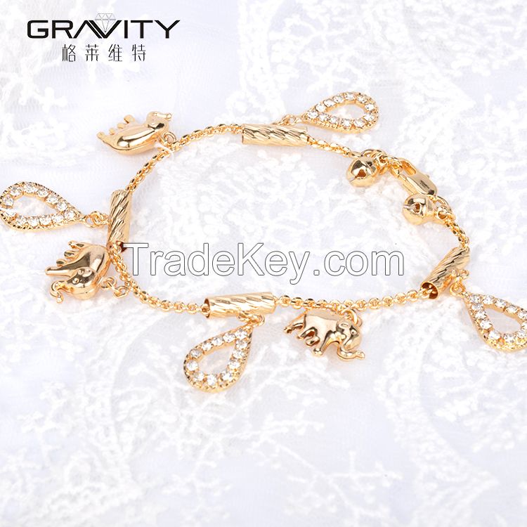 Shenzhen Gravity fashion newest simple design jewelry 18kk gold plated charm bracelet bangle