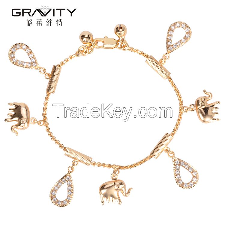 Shenzhen Gravity fashion newest simple design jewelry 18kk gold plated charm bracelet bangle