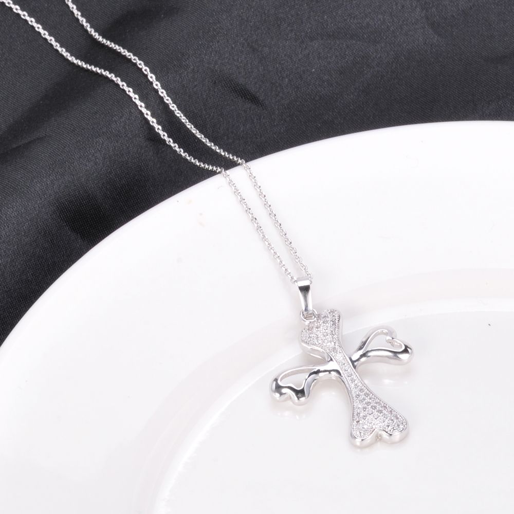 long simple fashion custom silver bridesmaid necklace pendant cross jewelry necklace