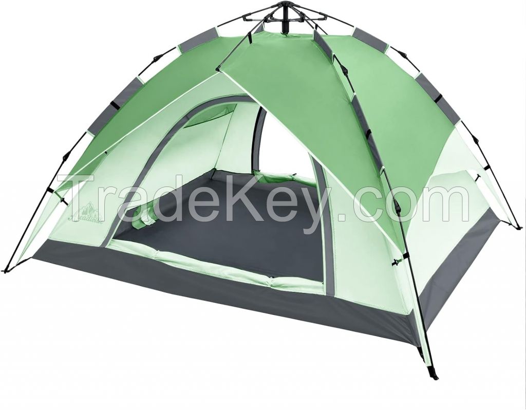 ArcadiVille Camping Pop Up Tent 4 People, Waterproof &amp; Windproof Family Tents for Camping, 2 in 1 Fo