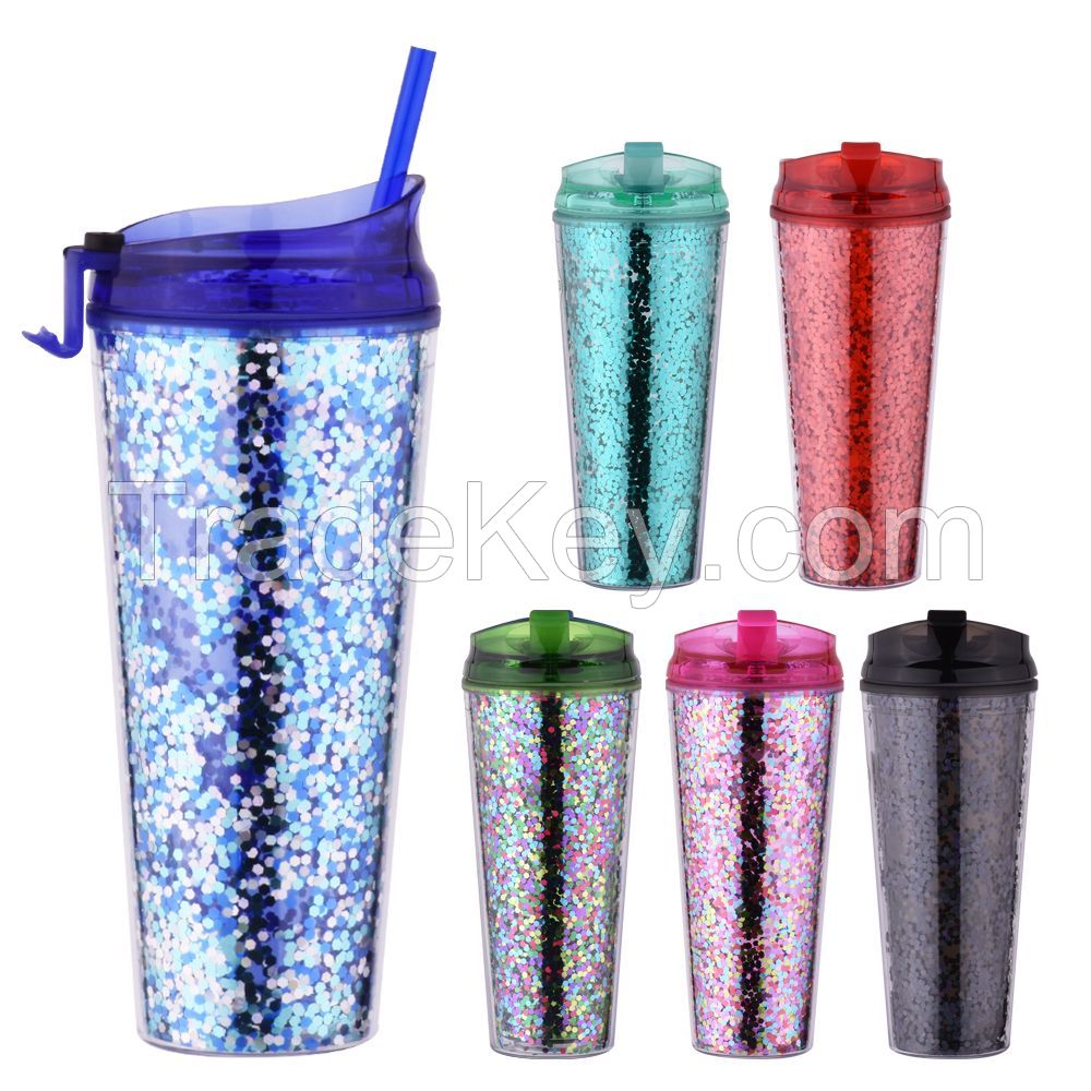 700ML Double Wall Acrylic Tumbler With Glitter Insert