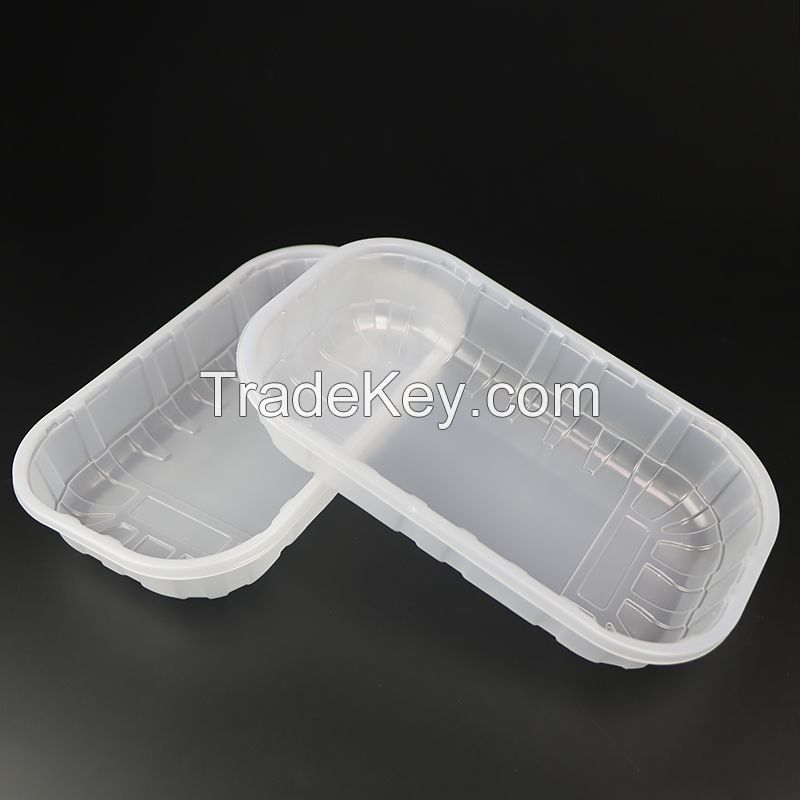 Fast Food Tray Cpet Plastic Plates Disposable Custom Plastic Clear Meat Food Packaging Trays For Airline