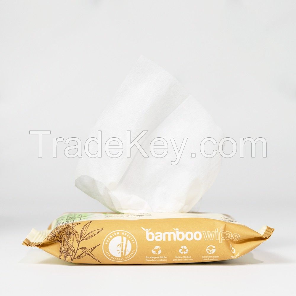 Biodegradable Bamboo Baby Wipes Compostable Free Fragrance For Sensetive Skin