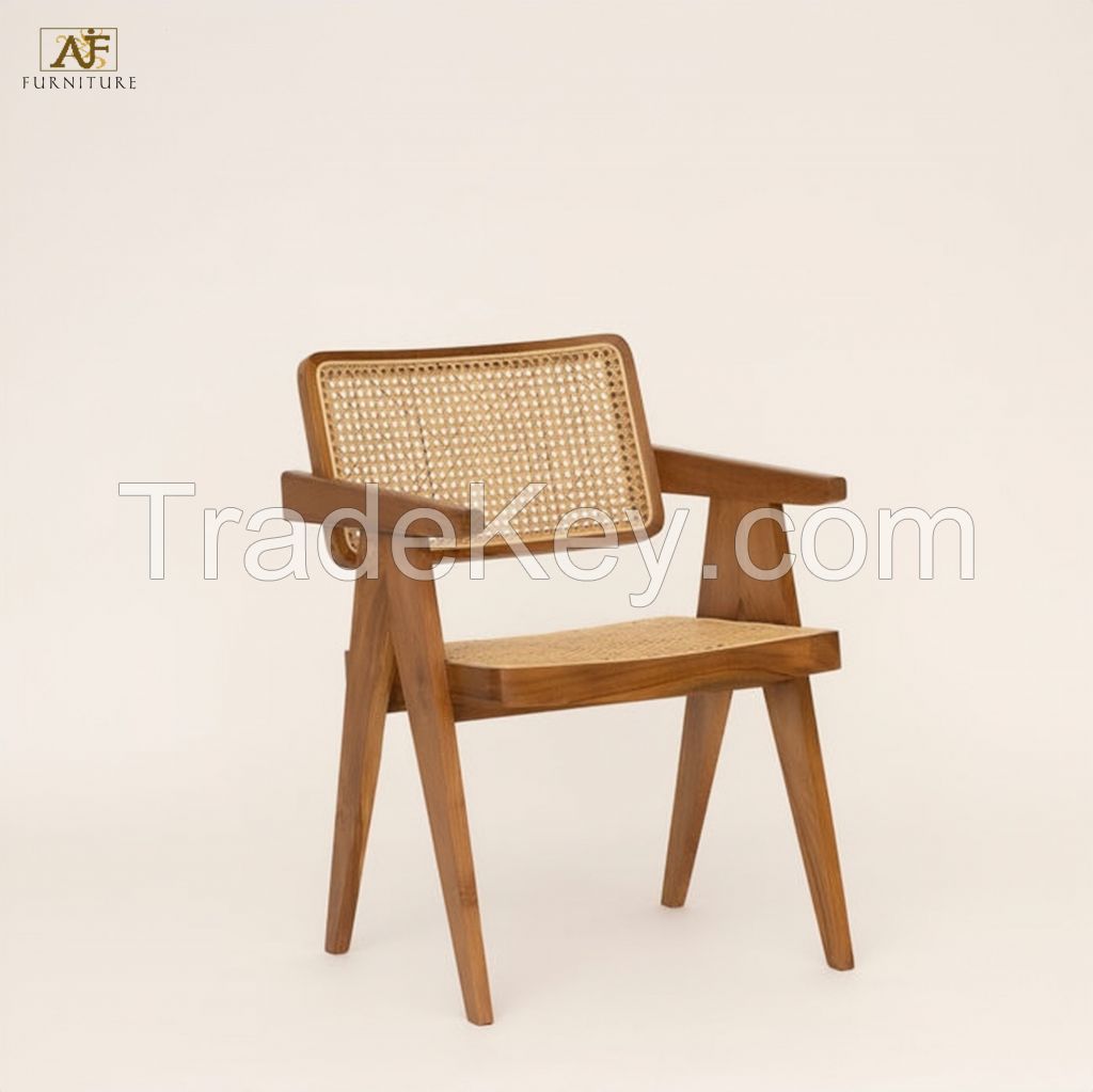 Cane Rattan Dining Chair with Arm - Natural