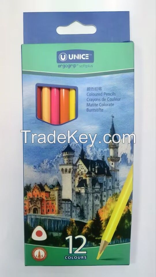 7" X 12PCS Triangular Coloured Pencil