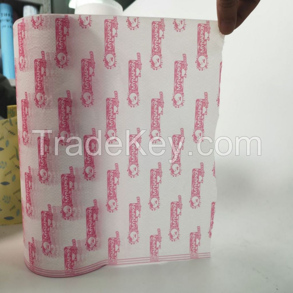 Custom Baby Diaper Raw Materials Breathable Printed Pe Film Sanitary Napkins