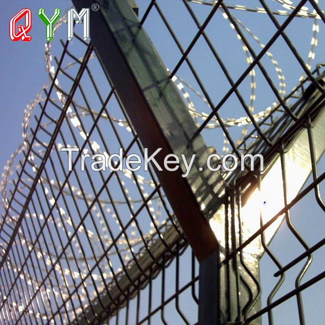 Welded Mesh Airport Fence Security Prison Wire Mesh Fence with Razor Barbed Wire