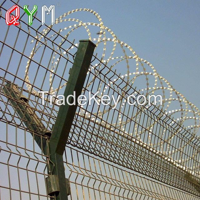 Welded Mesh Airport Fence Security Prison Wire Mesh Fence with Razor Barbed Wire