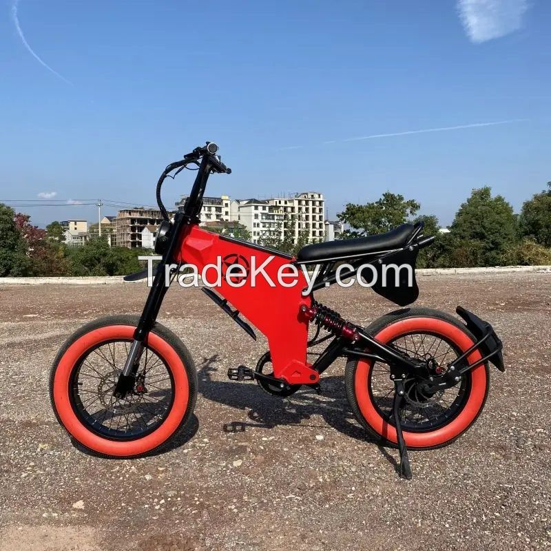 48v 750w 1000w E Bike Double Disc Brake Full Suspension Fat Tire Bike