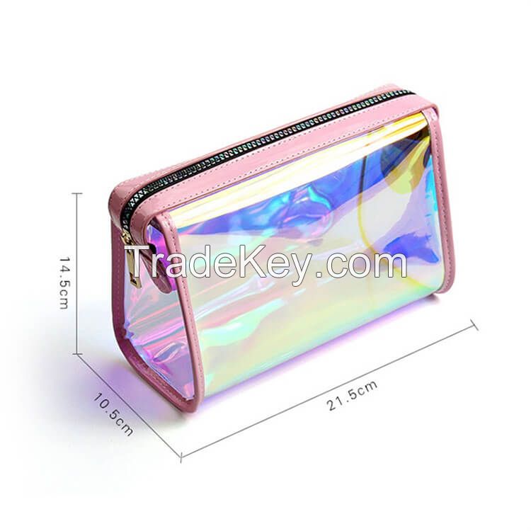 transparently iridescent Holographic Cosmetic Bag