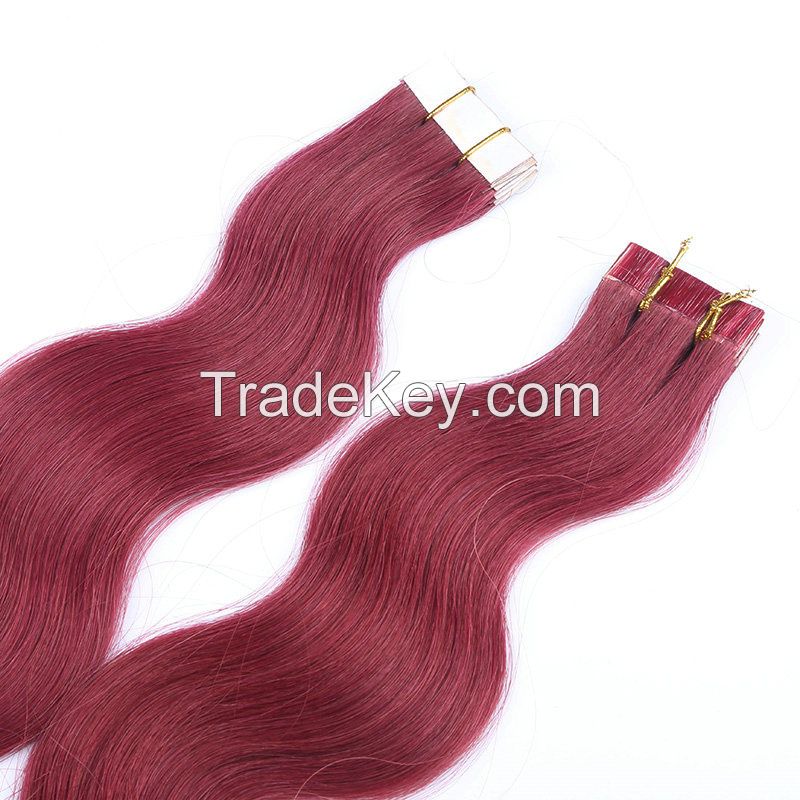 Brazilian hair extension tape in hair cuticle aligned human hair extensions blonde colors