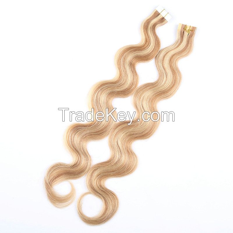 Raw Vietnamese Burmese hair extension tape ins cuticle aligned human hair weaves