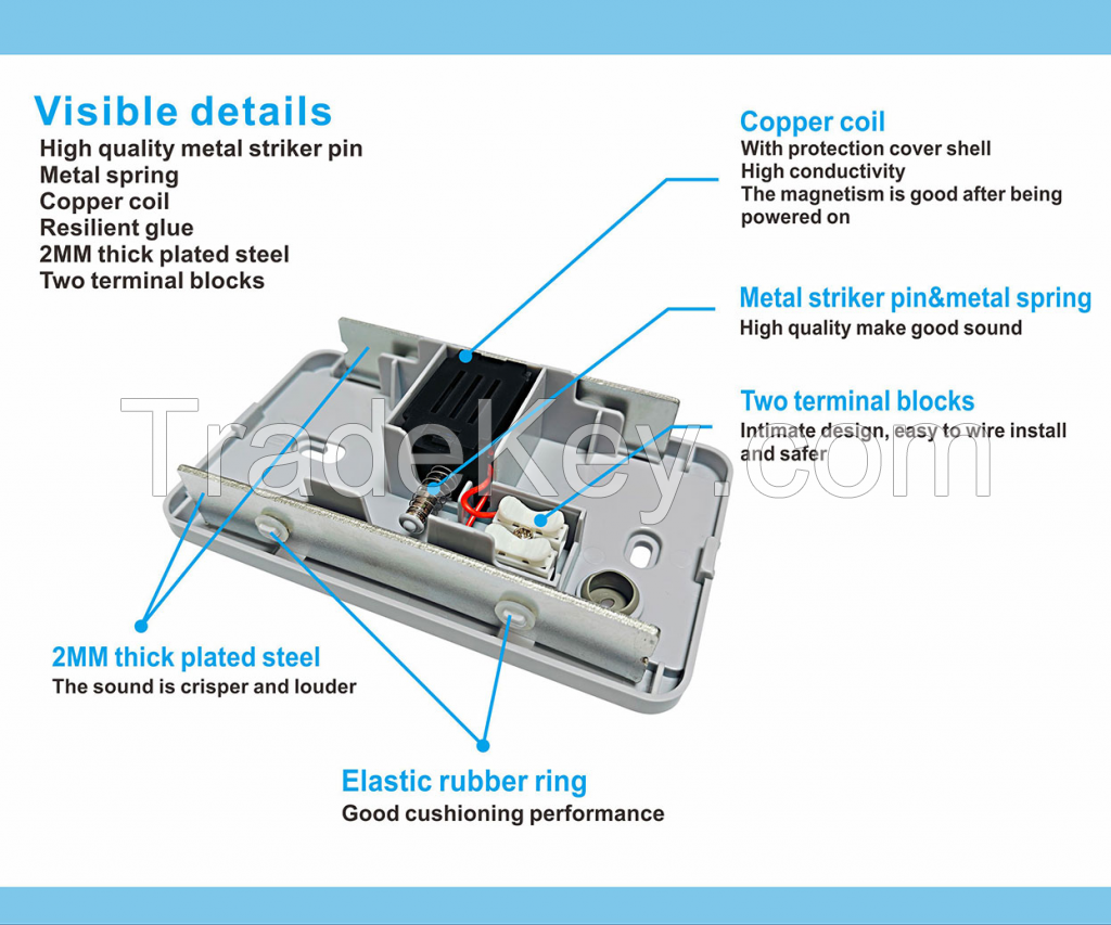 Mechanical Metal striking sound Home Door Bell 220V 110V Small Ding Dong Bell Doorbell For Hotels