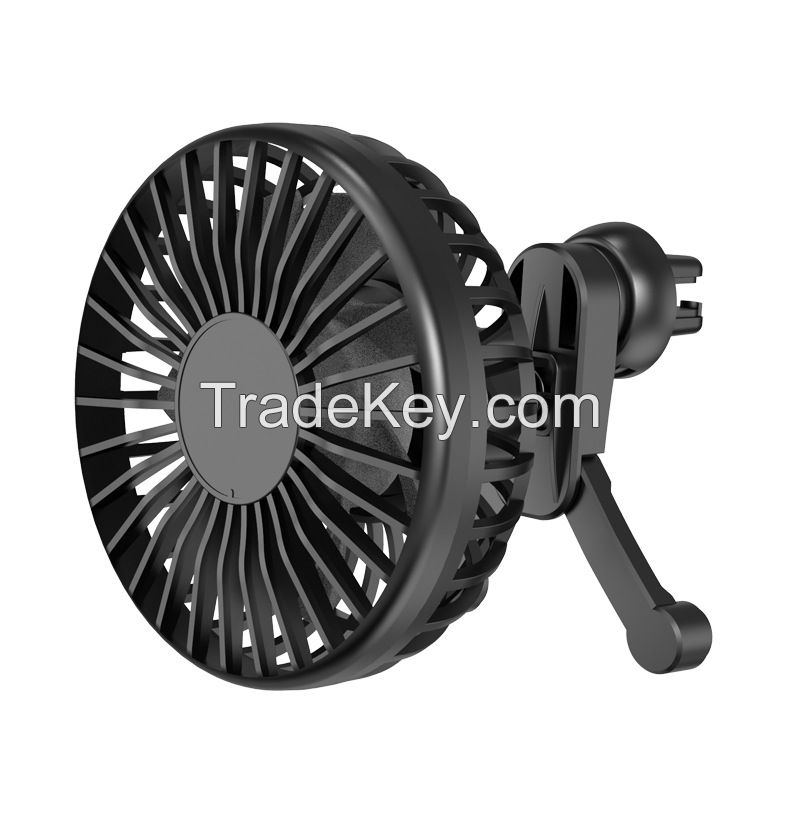 Car Cooling Fan 3 Speeds Adjustment USB Rechargeable Mini Fan for Car Air Vent 360 Degree Rotatable Car Fans