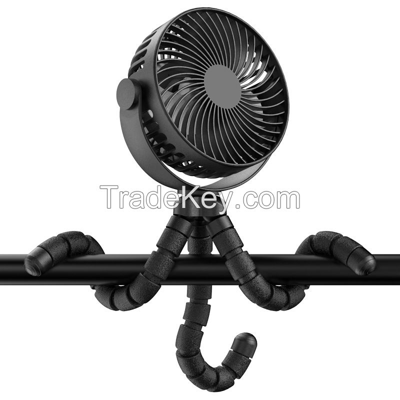 Hot Selling Octopus Adjustable Portable Rechargeable USB Fan Battery Mini Tripod Clip Fan Outdoor Baby Stroller Fan