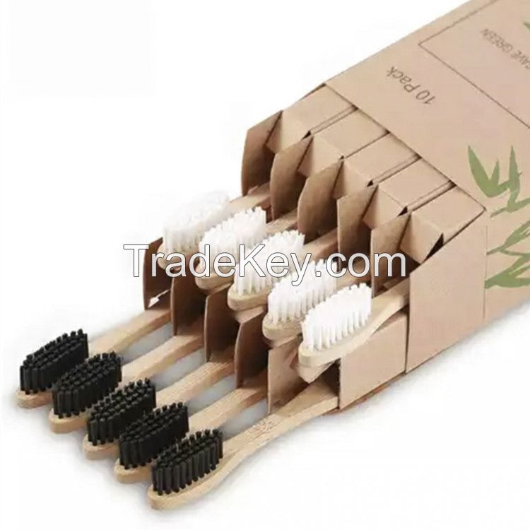 OEM ODM Bamboo toothbrush , Cheap wholesale hotel Toothbrush Customized white color 4 in packs Kids Adult Toothbrushes black color