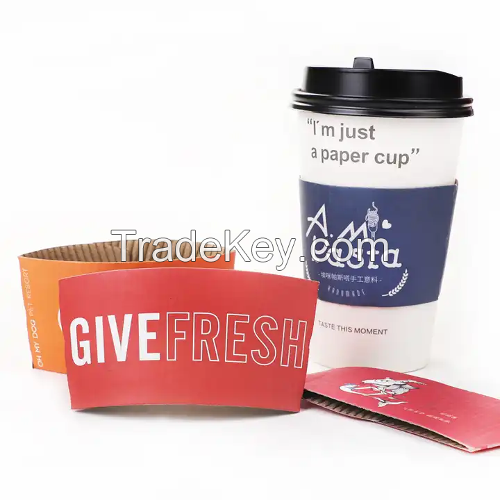 Custom Paper Cup Sleeve Printed Logo Insulated Disposable Hot Drink Iced Kraft Paper Coffee Cup Sleeves