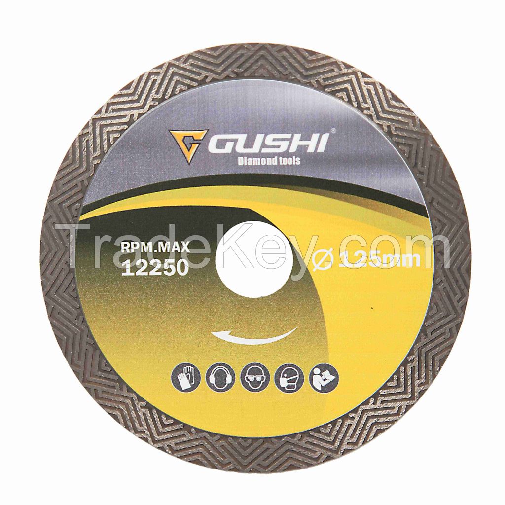 High Quality GUSHI Tools 125mm Wave Turbo Diamond Saw Blade for cutting marble and granite