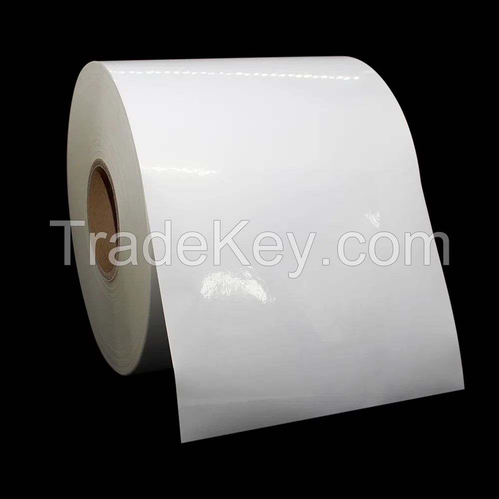 Glossy White Synthetic Jumbo Label BOPP Raw Material Acrylic Adhesive Waterproof Polypropylene Label Film Self Adhesive Paper