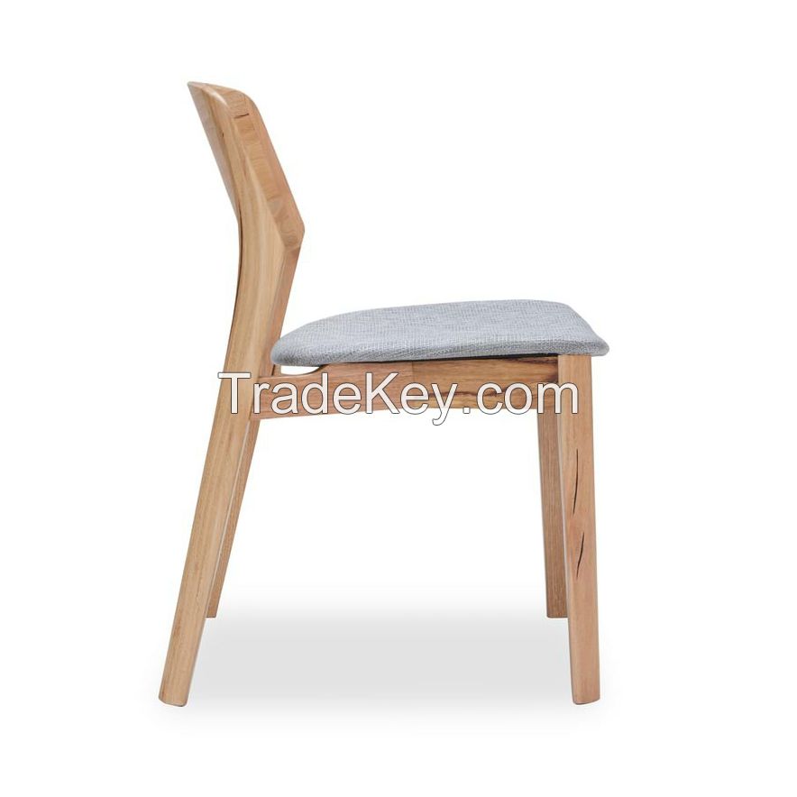 Wooden Minimalist Dining Chairs with Natural Color and Upholstery Seating