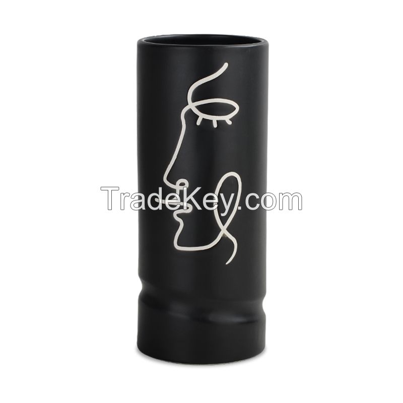 Abstract Collection Silk Print Face Ceramic Vase