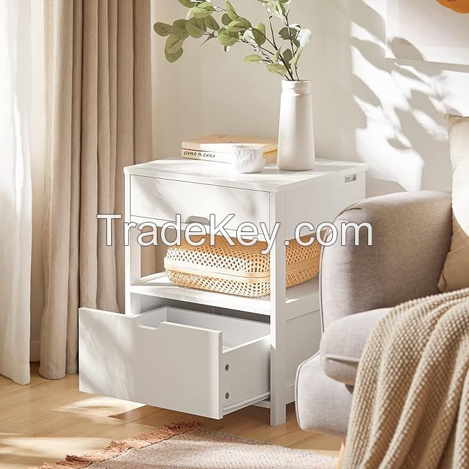 Beside Table with 2 Drawers, NightStands Lamp Table End Table Side Table