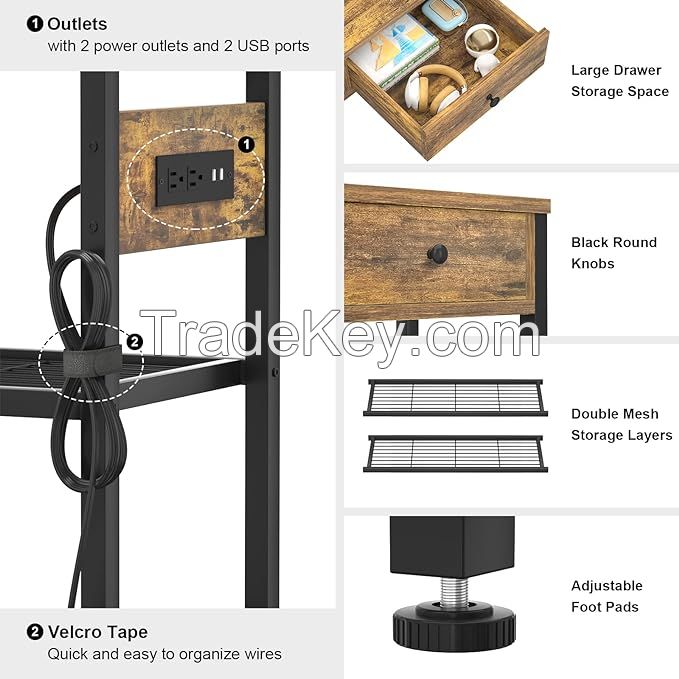 Entryway Table Side Table with Outlets and USB Ports,Console Table with 2 Drawers