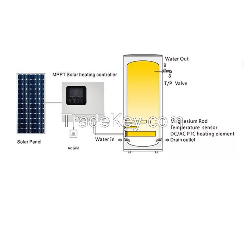 OEM ODM 4000W Solar Water Heating Controller 100L-500L Water Tank with PTC Heating Element Temperature Probe and LCD Display