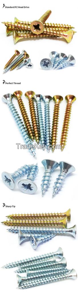 MDF csk torx pozi drive flat head chipboard screw