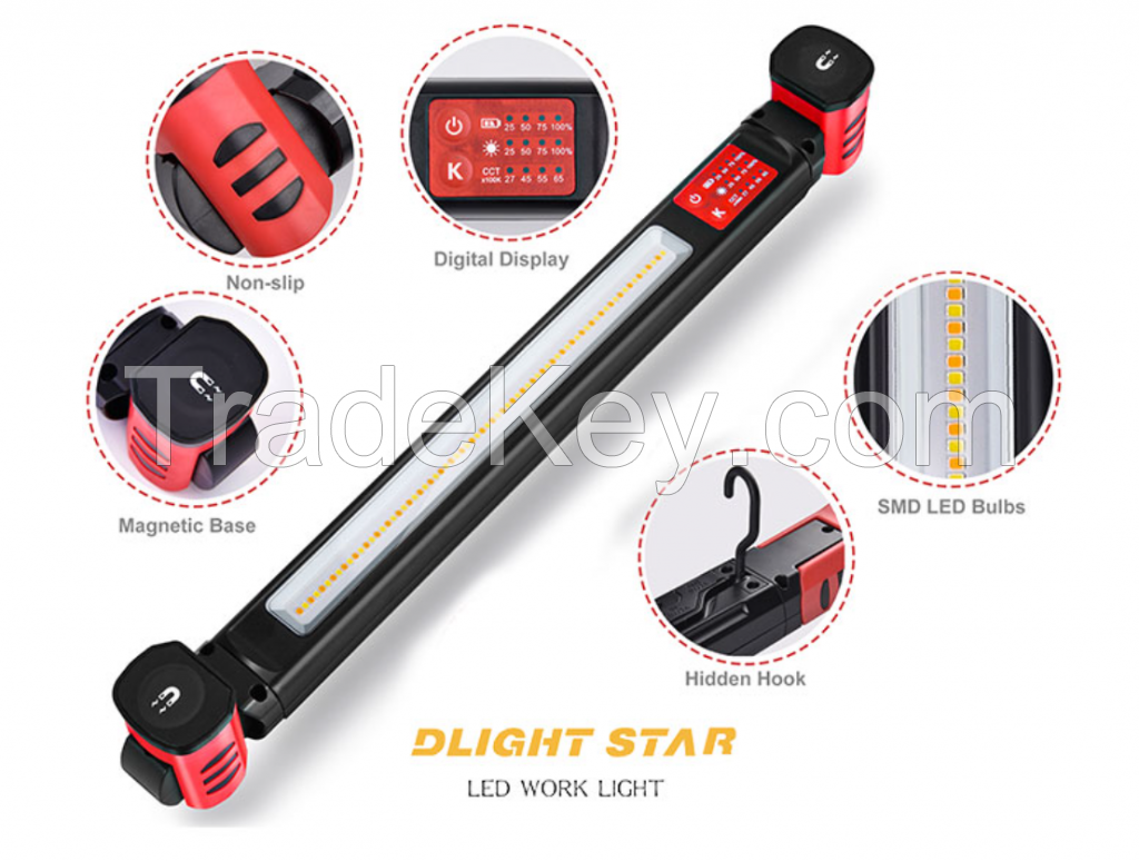 Rechargeable led Work Light, 1600 Lumens under bonnet LED Inspection Light with hooks and magnet