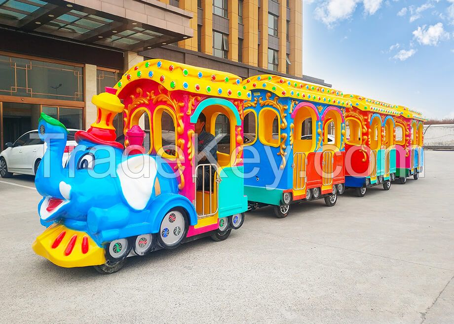 Electric Elephant Train Animal Theme Trackless Train