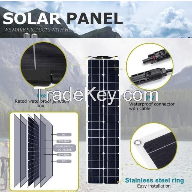  300W Monocrystalline Usb Solar Panel Kit For Motorhome 50A 12-24V