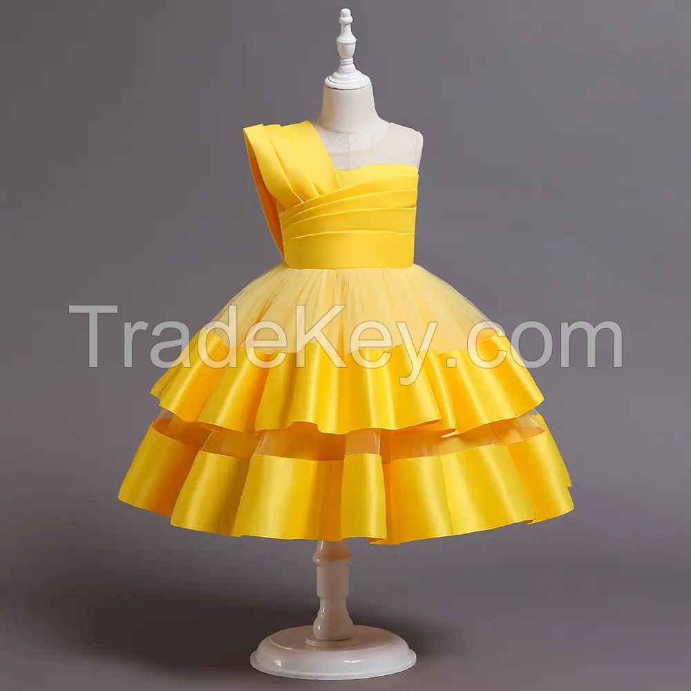 Girls Dresses Holiday Party Ball Gown Dress Halloween Costume Irregular Skirts Sleeveless Printed Princess Dresses