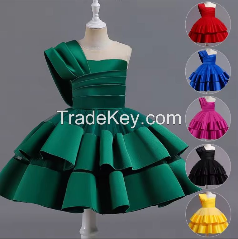 Girls Dresses Holiday Party Ball Gown Dress Halloween Costume Irregular Skirts Sleeveless Printed Princess Dresses