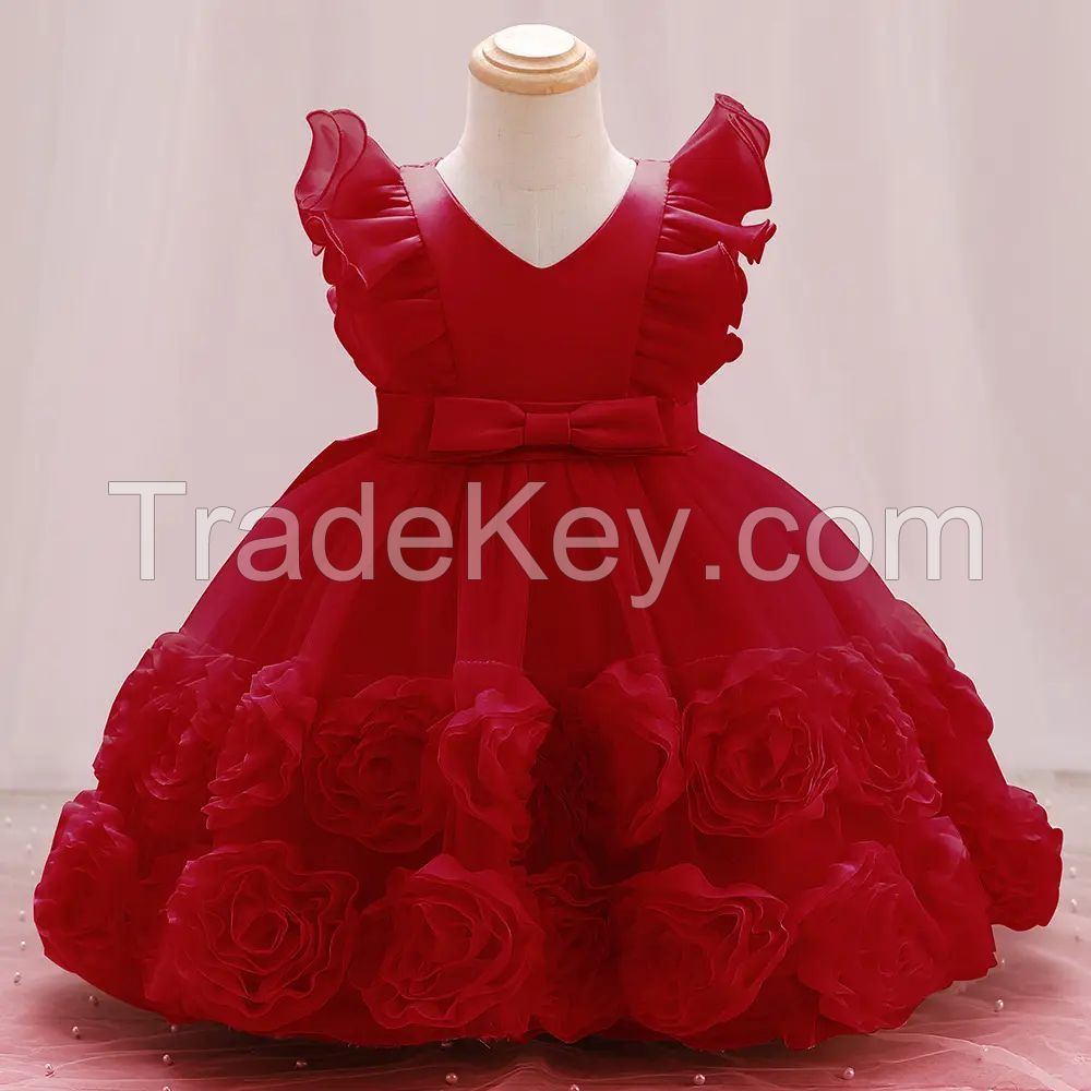 0-24M Flower Toddler Baby Girl Infant Princess Tutu Dress Baby Girl Ball Gown Wedding Party for Baby 1 Years Birthday