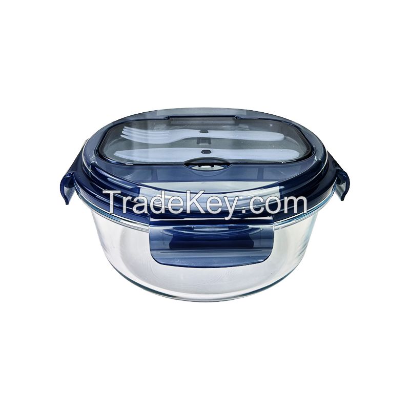 Ecofriendly Airtight Meal Prep Glass Food Storage Containers Lunch Box With Lid And plastic cutlery