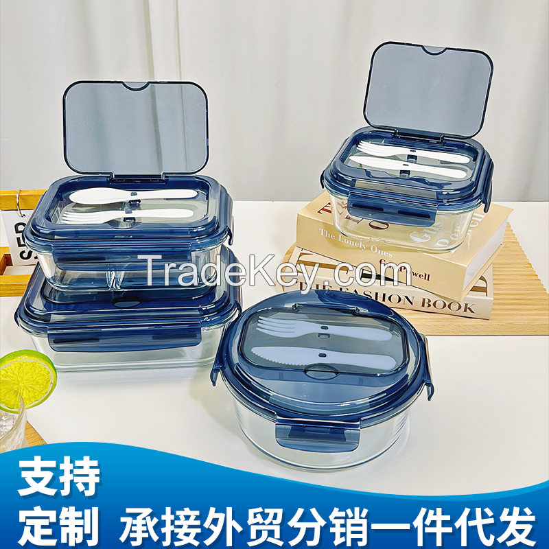 Ecofriendly Airtight Meal Prep Glass Food Storage Containers Lunch Box With Lid And plastic cutlery