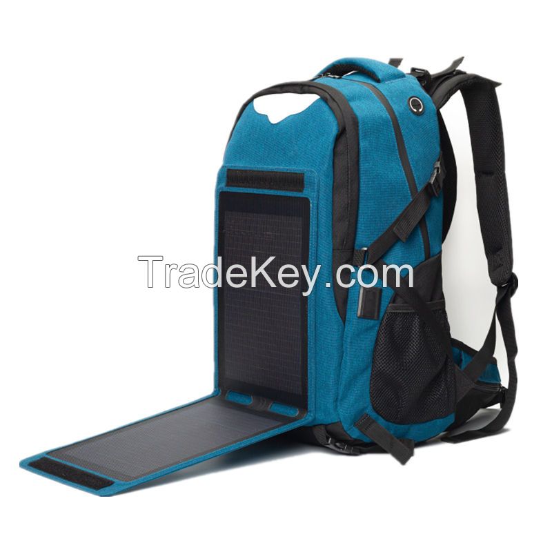 Foldable Hiking Daypack With 5V 9V 20W Solar Panel Power Supply,Solar Backpack Laptop Bag with Handle and USB Charging Port
