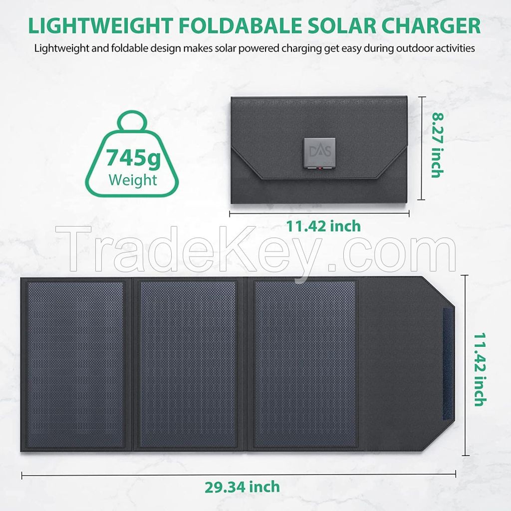 Lightweight DASOLAR 30W Solar Charger Portable Solar Panel Chargers with Type-C and  USB for Cell Phone