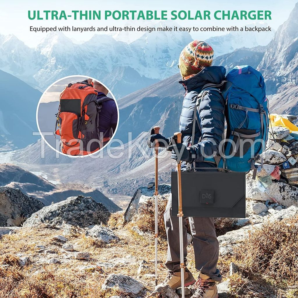 Lightweight DASOLAR 30W Solar Charger Portable Solar Panel Chargers with Type-C and  USB for Cell Phone