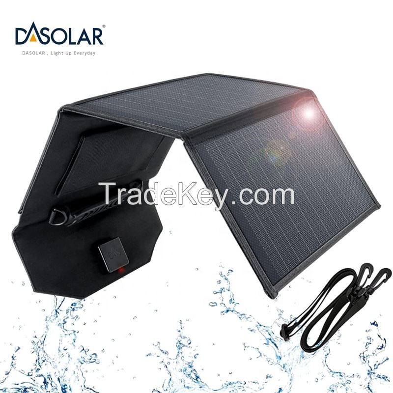 Lightweight DASOLAR 30W Solar Charger Portable Solar Panel Chargers with Type-C and  USB for Cell Phone