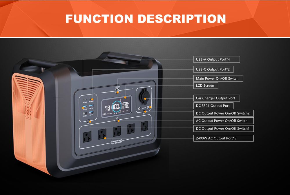 2400W portable power station