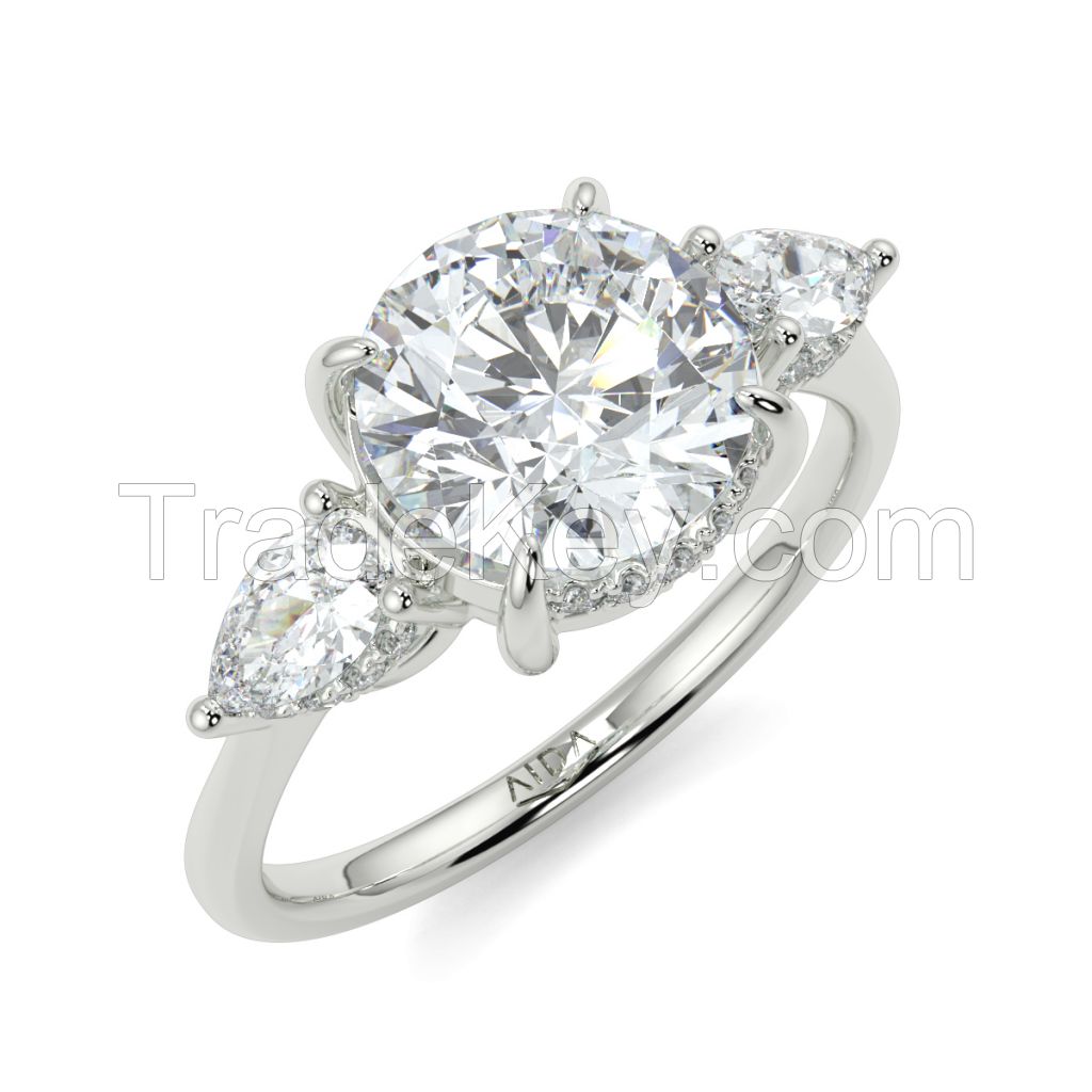 Sera Round With Pear Trilogy Engagement Ring