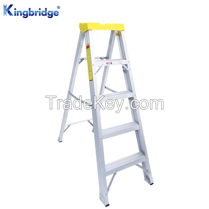 Aluminum single side step ladder with plastic tool tray