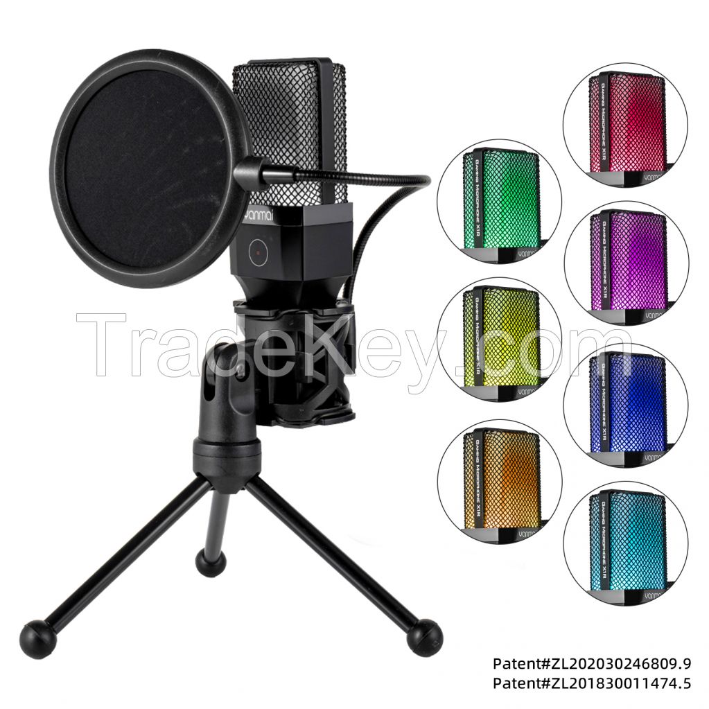 Yanmai Condenser USB One Tuch Mute Type-C with Recording Streaming Desktop Microphones RGB Gaming Microphones